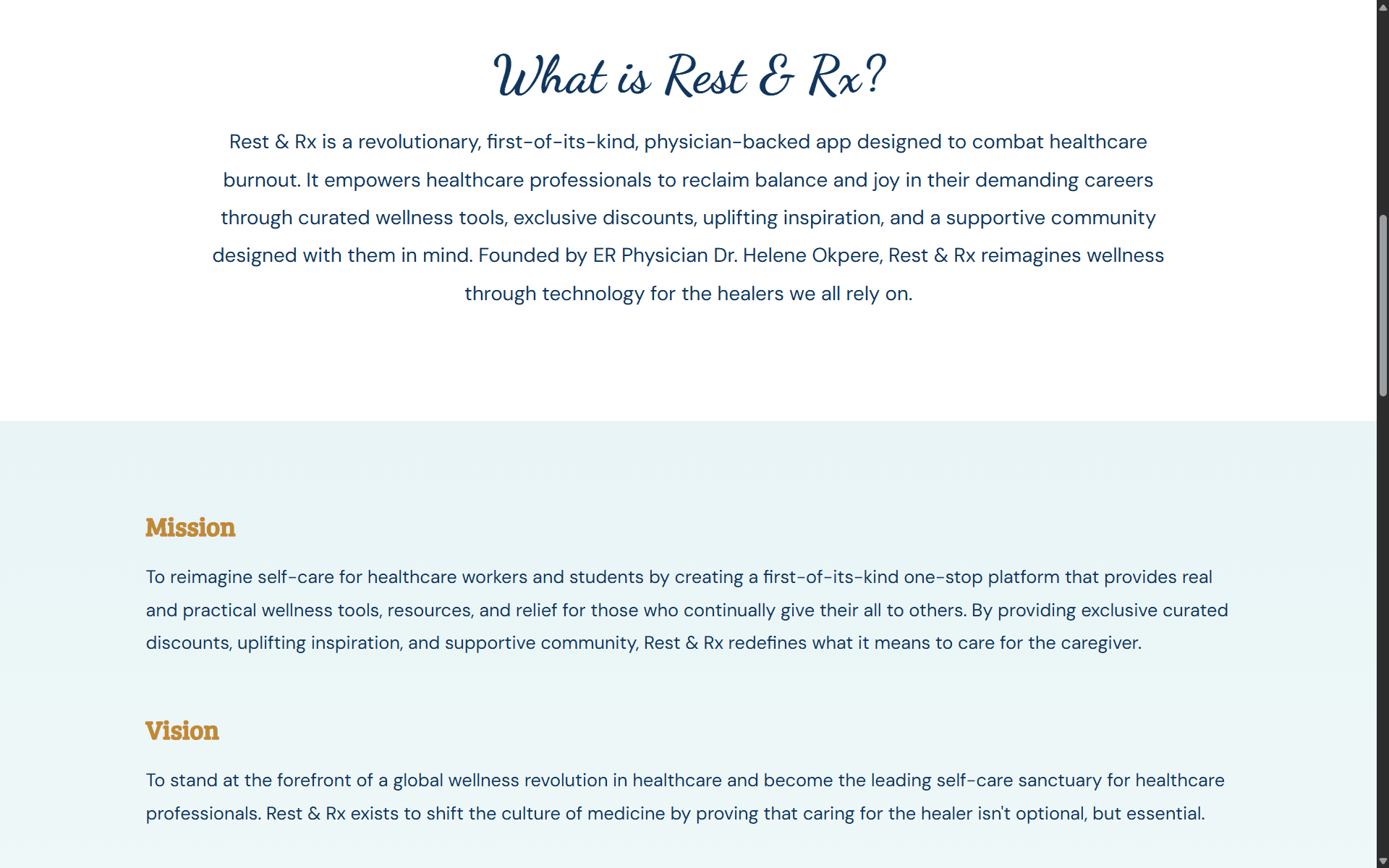 Rest&Rx Landing Page screenshot 2